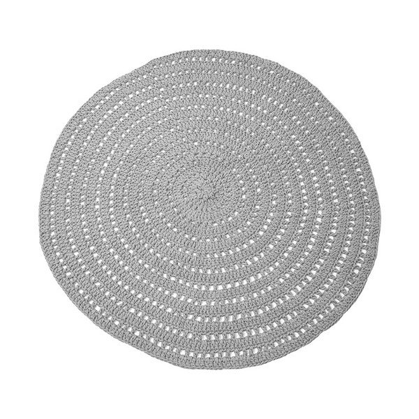 Pelēks apaļš kokvilnas paklājs LABEL51 Knitted, ⌀ 150 cm