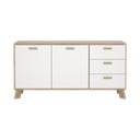 Balta/dabīga toņa kumode ar ozolkoka imitāciju 147x73x39 cm Ikast – Tvilum