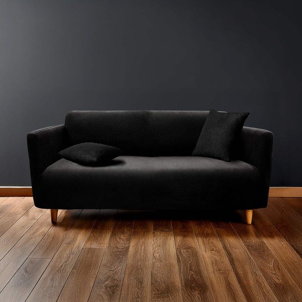 Melns uzvelkams pārvalks dīvānam 3 sēdvietām Sacha – douceur d'intérieur