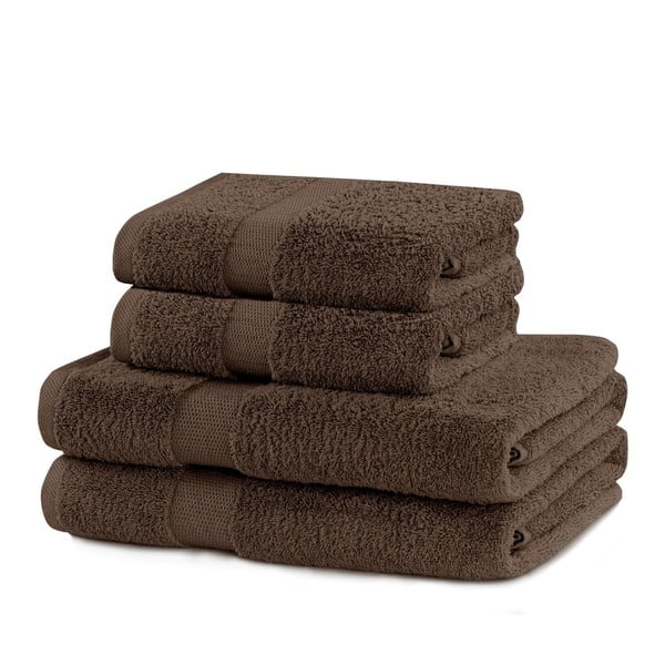 Brūni frotē kokvilnas dvieļi (4 gab.) Marina – DecoKing