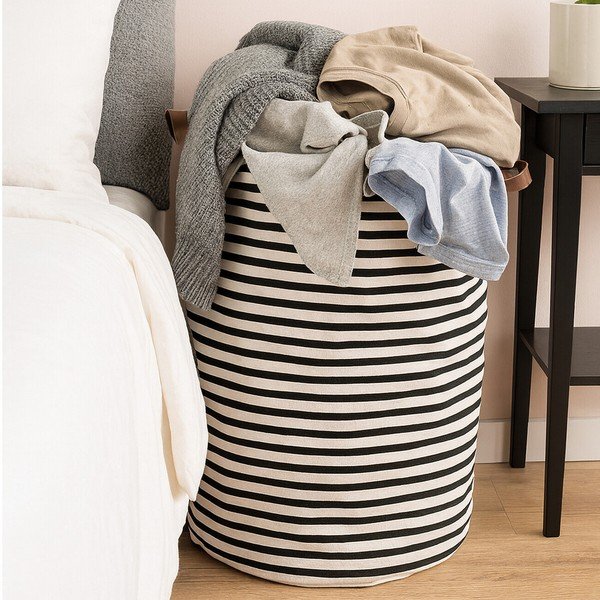 Melnbalts tekstila veļas grozs 54 l Stripe – Premier Housewares-image-2