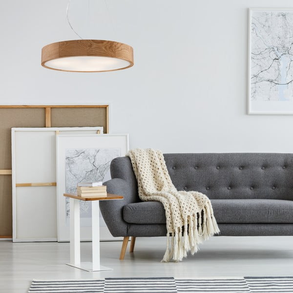 Brūna piekaramā lampa ar stikla abažūru ø 47 cm Eveline – LAMKUR-image-2