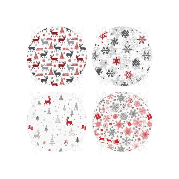 Sēdekļa spilveni ar Ziemassvētku motīvu (4 gab.) ø 40 cm Snowflakes – Mila Home