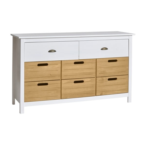 Balta priedes masīvkoka kumode ar 8 atvilktnēm Marckeric Ibiza-image-1