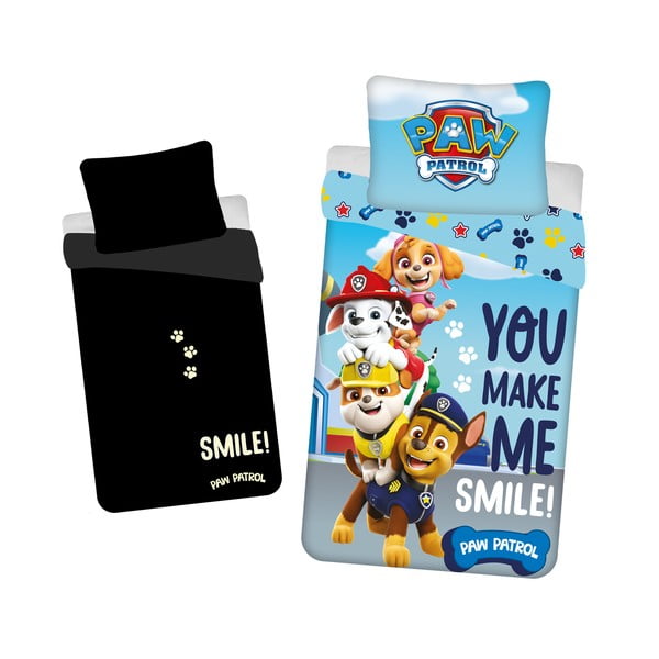 Vienguļamā kokvilnas bērnu gultas veļa ar spīdošu efektu 140x200 cm Paw Patrol – Jerry Fabrics