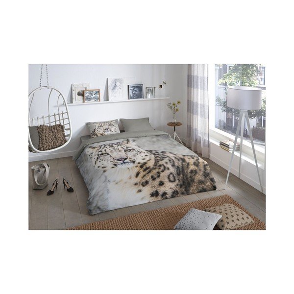 Kokvilnas gultasveļa Good Morning Premento Snow Leopard, 140 x 200 cm-image-1