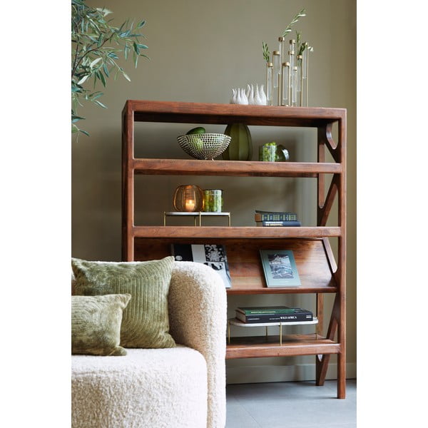 Brūns akācijas masīvkoka grāmatu plaukts 120x160 cm Yuki – Light & Living-image-2