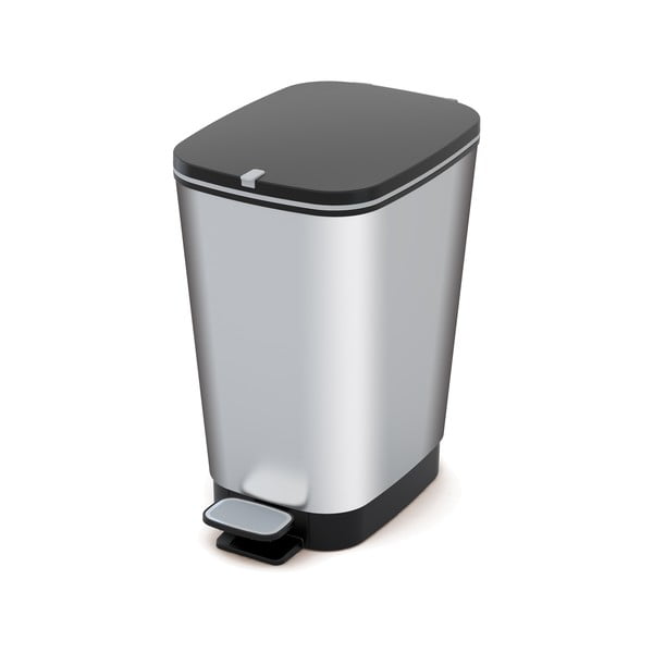 Sudraba krāsas plastmasas atkritumu tvertne ar pedāli 25 l Chic Bin – KIS