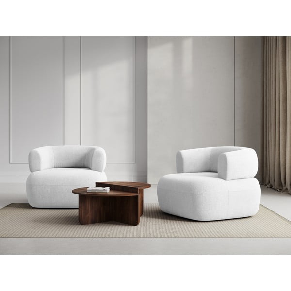 Balts atpūtas krēsls no buklē auduma Jenny – Micadoni Home-image-1