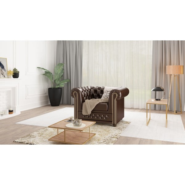 Tumši brūns mākslīgās ādas krēsls York – Ropez-image-1