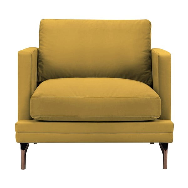 Windsor & Co Dīvāni Jupiter dzeltens krēsls ar zeltainu roku balstu