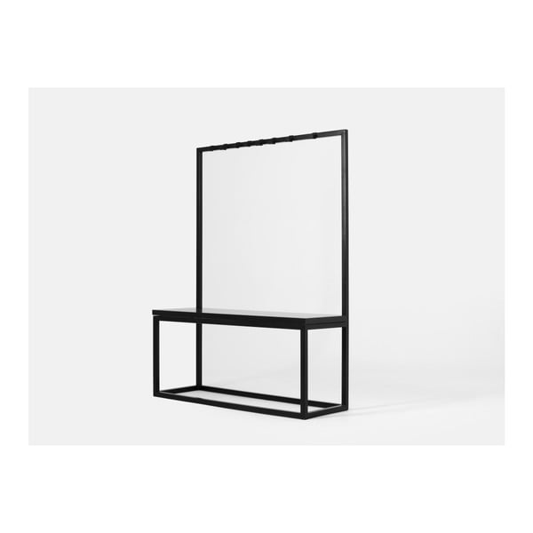 Melns mēteļu statīvs ar melnu soliņu CustomForm Next, platums 120 cm-image-3