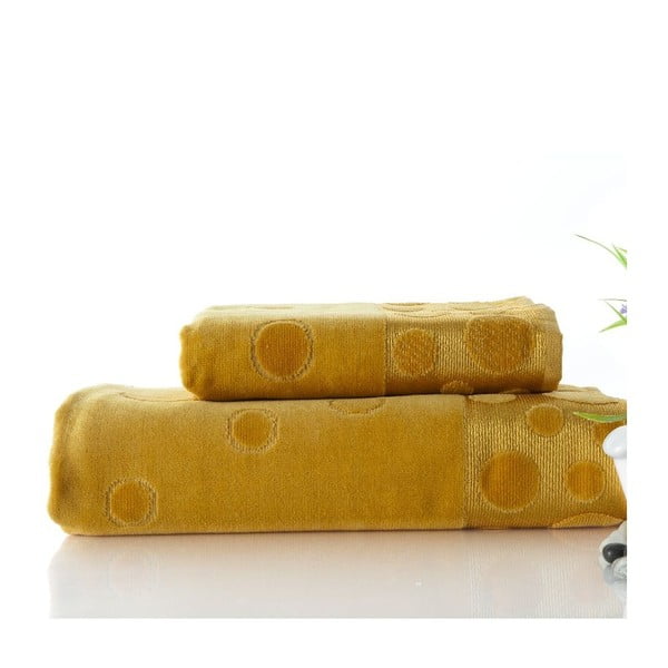 2 dvieļu komplekts Tropical Mustard, 50x90 cm un 70x140 cm