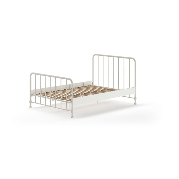 Balta metāla divvietīga gulta ar redelēm 140x200 cm BRONXX – Vipack-image-2