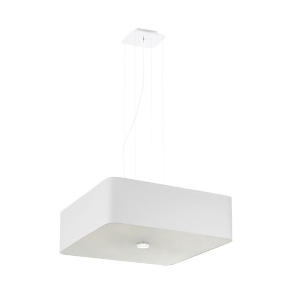 Balta piekaramā lampa ar stikla/auduma abažūru Kortez – Nice Lamps