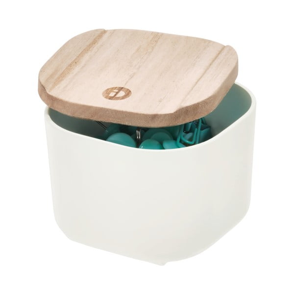 Balta uzglabāšanas kaste ar vāku no paulovnijas koka iDesign Eco, 9 x 9 cm-image-1