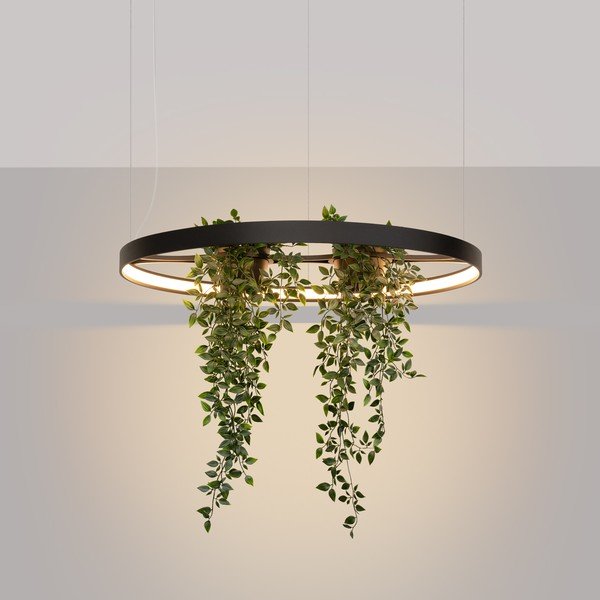Melna alumīnija LED piekaramā lampa ø 78 cm RIO – Thoro-image-1