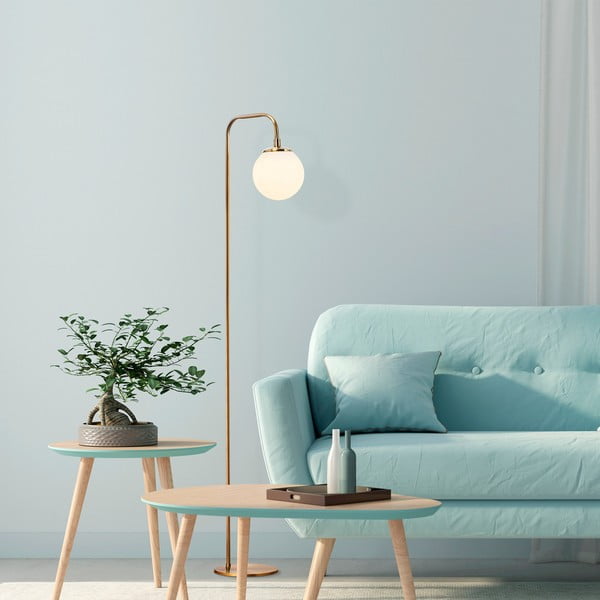 Balta/misiņa krāsas stāvlampa ar stikla abažūru (augstums 146 cm) Viran – Opviq lights-image-2