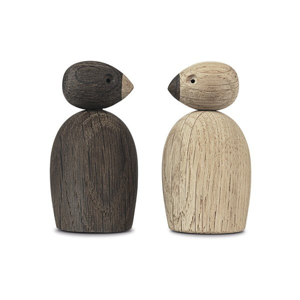 Ozola masīvkoka statuetes (2 gab.) Kay Bojesen Denmark Pair of Sparrows-image-3