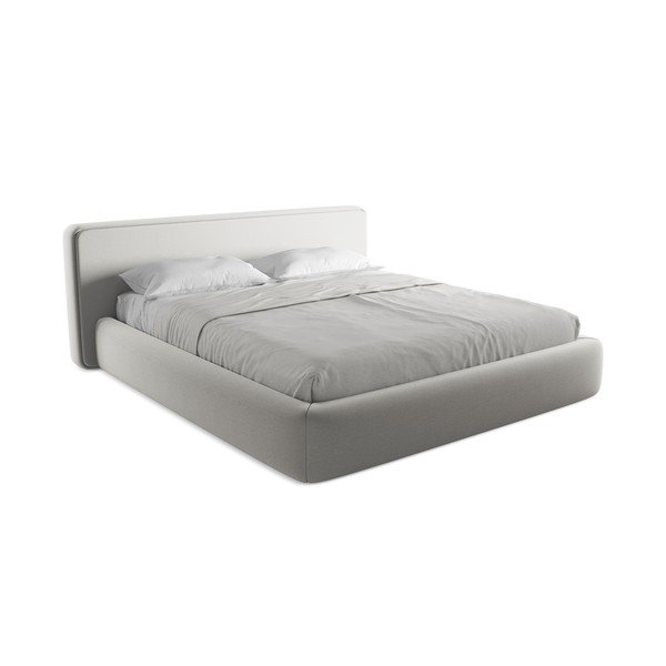 Gaiši pelēka polsterēta divvietīga gulta ar veļas kasti un redelēm 180x200 cm Kiana – Makamii-image-2