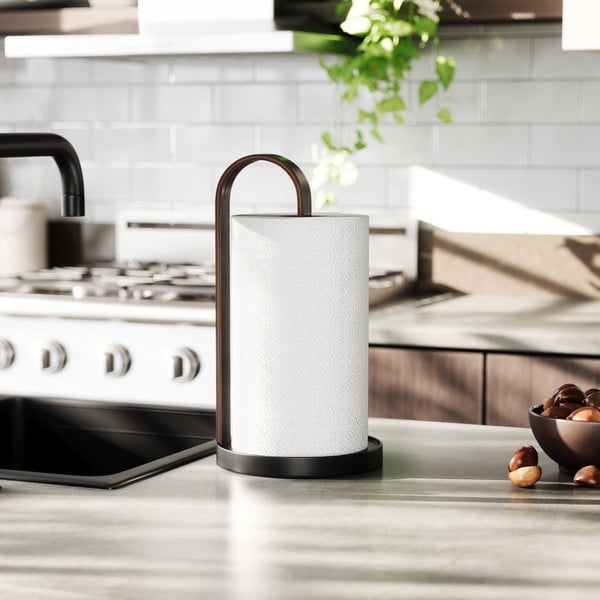 Melns koka papīra dvieļu statīvs ø 17 cm Bellwood – Umbra-image-2