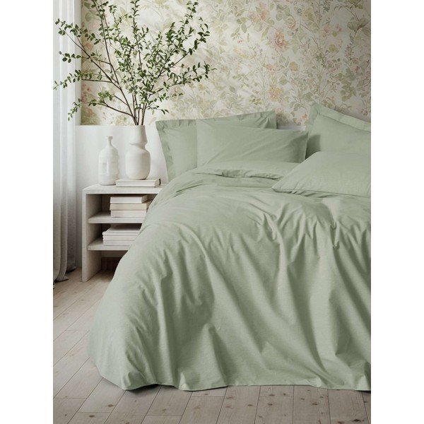 Salvijas zaļa vienguļamā gultas veļa 200x140 cm Plain  – Mijolnir-image-2