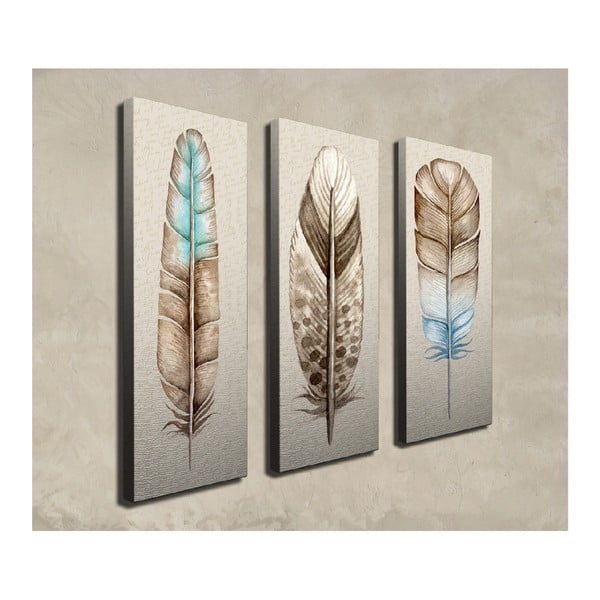 3-daļīga glezna uz audekla Feathers-image-2