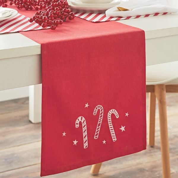 Kokvilnas galda celiņš ar Ziemassvētku motīvu 32x220 cm Candy Cane – Catherine Lansfield