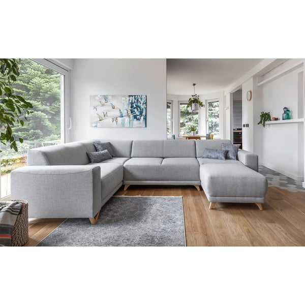 Gaiši pelēks salokāms/ar uzglabāšanas vietu stūra dīvāns (ar kreiso stūri/U veida) Classy Sophie – Miuform-image-1
