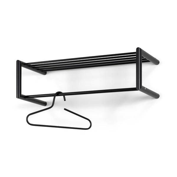Melns metāla sienas pakaramais ar plauktu 80 cm Smooth – Spinder Design-image-2