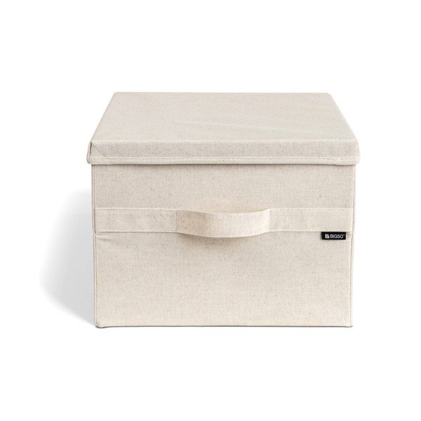 Bēša tekstila uzglabāšanas kaste ar vāku 36x46x25 cm Soft Storage Large – Bigso