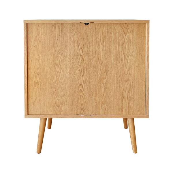 Dabīga toņa augsta kumode ar ozolkoka imitāciju un bīdāmām durvīm 83x95 cm Rove – Woodman-image-3