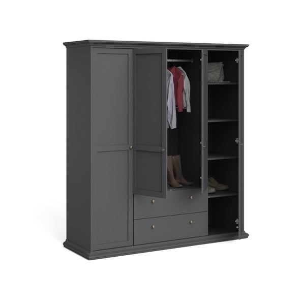 Pelēks drēbju skapis 181x201 cm Paris – Tvilum-image-3