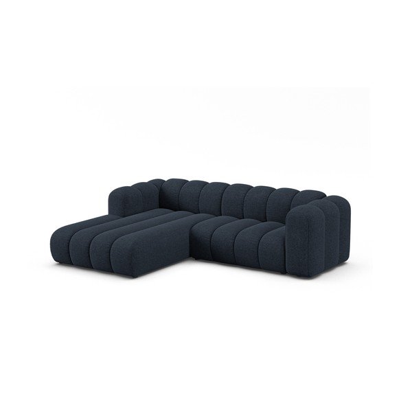 Tumši zils stūra dīvāns no šenila auduma (ar kreiso stūri/ar zvilni) Lupine – Micadoni -image-1