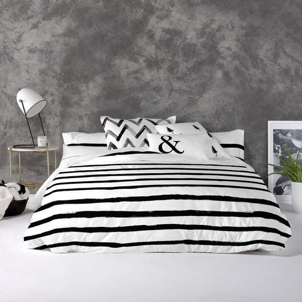 Kokvilnas segas pārvalks Blanc Stripes, 200 x 200 cm-image-1