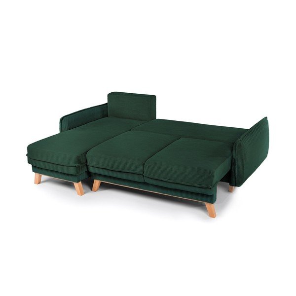 Tumši zaļš velveta salokāms/ar uzglabāšanas vietu stūra dīvāns Tori – Bonami Selection-image-3