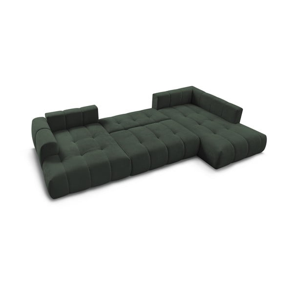 Zaļš salokāms/ar uzglabāšanas vietu stūra dīvāns (ar labo stūri/U veida) Fuji – Bobochic Paris-image-4