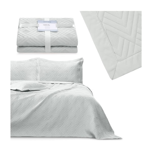 Gaiši pelēks mikrošķiedras stepēts gultas pārklājs 220x240 cm Ophelia – Restilo-image-4