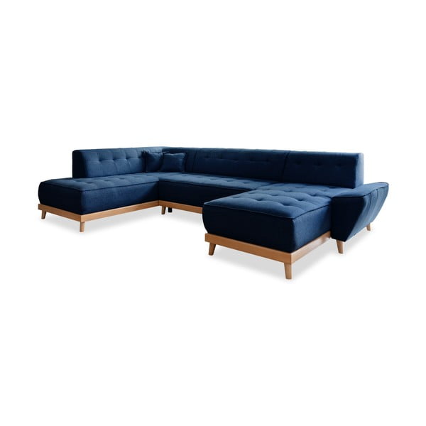 Tumši zils izlaižams U-veida dīvāns ar glabāšanas vietu Miuform Dazzling Daisy, kreisais stūris