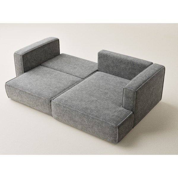 Pelēks salokāms stūra dīvāns no šenila auduma ar uzglabāšanas vietu (ar labo stūri/ar zvilni) Velto – Maison de Rêve-image-3