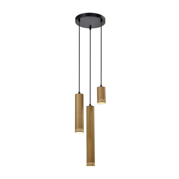 Piekaramā lampa ar metāla abažūru melnā un zelta krāsā Tubo – Candellux Lighting