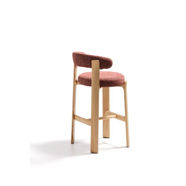 Terakotas oranžs/gaiša dabīga toņa oša masīvkoka bāra krēsls (sēdekļa augstums 75 cm) Granite – Kave Home-image-4