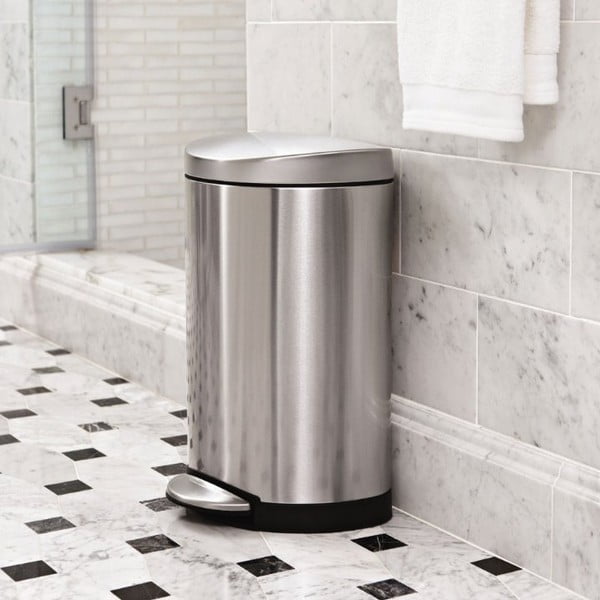 Sudraba krāsas tērauda atkritumu tvertne ar pedāli 10 l – simplehuman-image-1