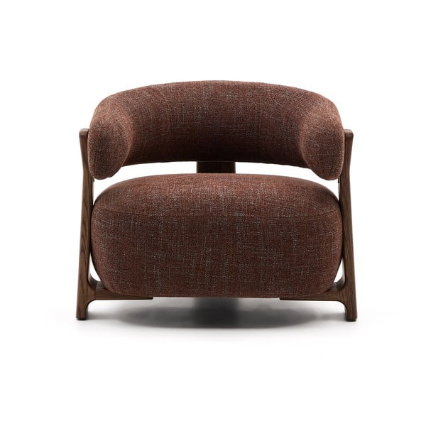 Brūns atpūtas krēsls no šenila auduma Granite – Kave Home-image-2