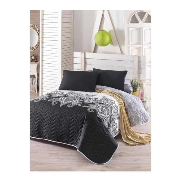 Stepēts viegls divvietīgs gultas pārklājs ar spilvendrānām Arful, 200 x 220 cm