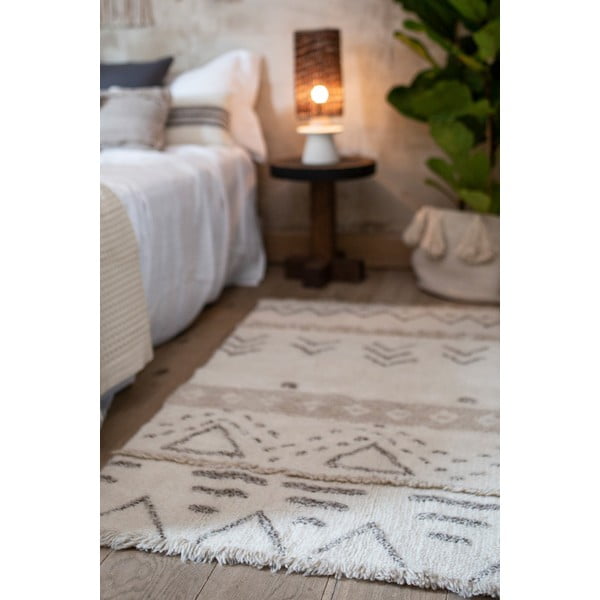 Krēmkrāsas mazgājams/ar rokām darināts vilnas paklājs 80x140 cm Lakota Day – Lorena Canals-image-1