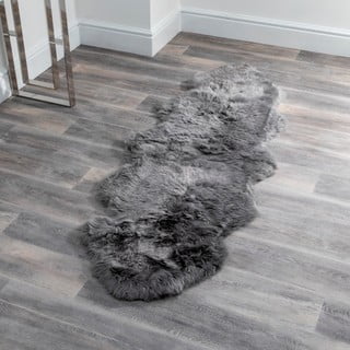 Pelēks aitādas paklājs Native Natural Double, 60 x 240 cm