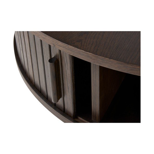 Tumša dabīga toņa apaļš žurnālgaldiņš ar ozolkoka imitāciju ø 85 cm Meta – Unique Furniture-image-4