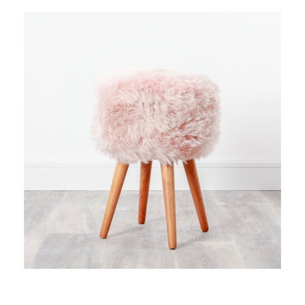 Krēsls ar rozā aitādas sēdekli Native Natural, ⌀ 30 cm-image-2