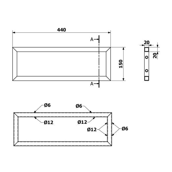 Balts tērauda virsmas balsts 49x2 cm – Sapho-image-1